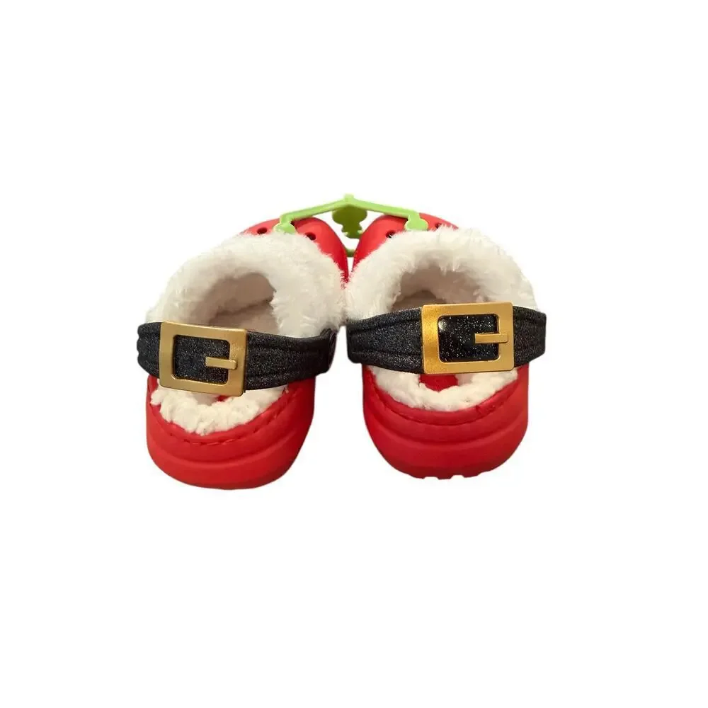 Crocs Toddlers Red Classic Lined Santa Clogs Size C5